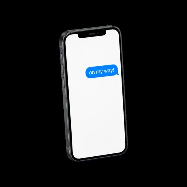 "On my way" text